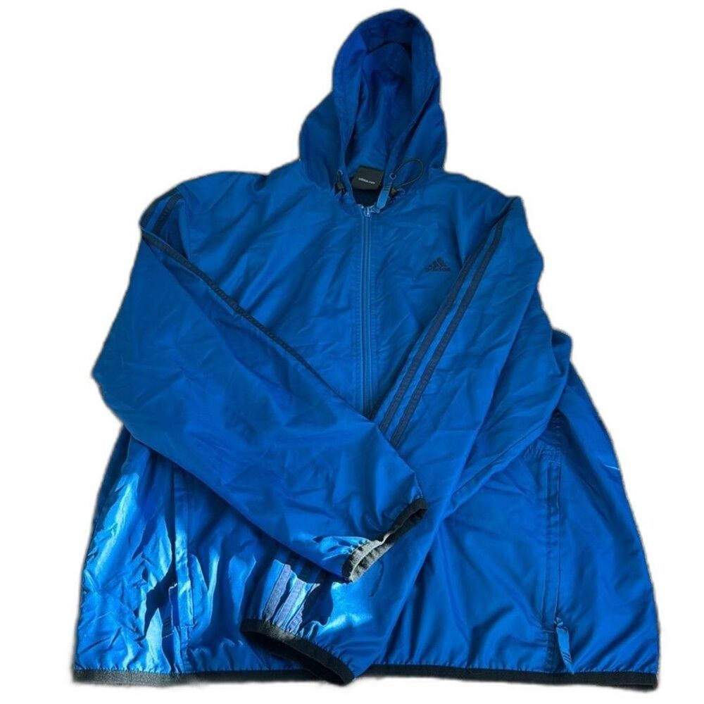 Royal blue pullover Adidas windbreaker rain coat